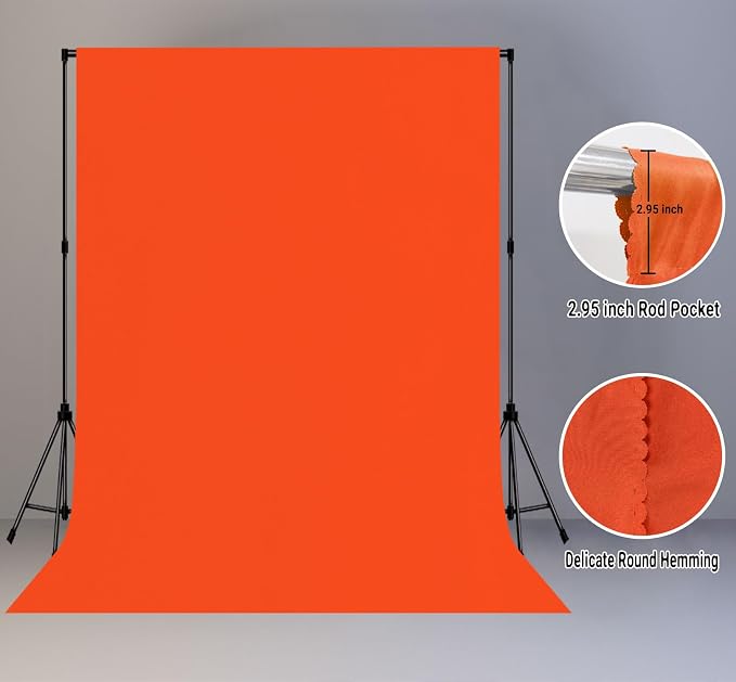 Orange Photography Backdrop for Photoshoot, Fabric 10x20ft | Polyester Studio - Image 2