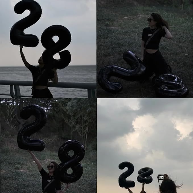 40 inch Black 8 Number Balloon Giant Foil Helium Balloons Black Large Digital - Image 7