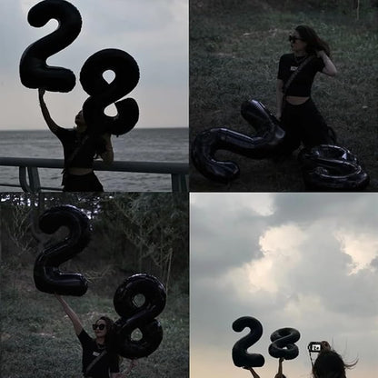 40 inch Black 8 Number Balloon Giant Foil Helium Balloons Black Large Digital - Image 7