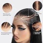 250% Pre Braided Wig Glueless Wigs Human Hair Pre Plucked Pre Cut for Women 9x6 Silky Straight HD Lace Front Wigs Human Hair Pre Everything Glueless Pre Plucked Bleached Knots Lace Front Wig