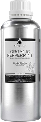 VINEVIDA Organic Peppermint Essential Oil 32 oz - Pure, Undiluted, Vegan, and Sustainable