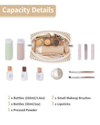 Narwey Small Striped Makeup Bag for Purse Mini Cosmetic Bag Travel Makeup Pouch Zipper Pouch Cute Make up Bags with Compartments for Women Girls (Brown Stripe, Small)