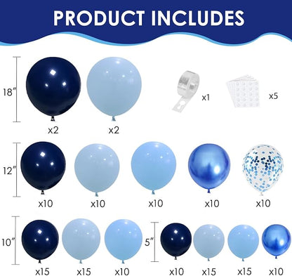 Blue Balloon Arch kit, with Confetti, Party Decorations | - Image 2