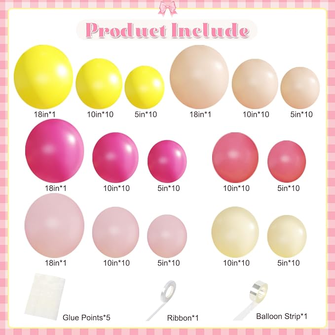 Pink and Yellow Balloon Arch Kit - Image 5