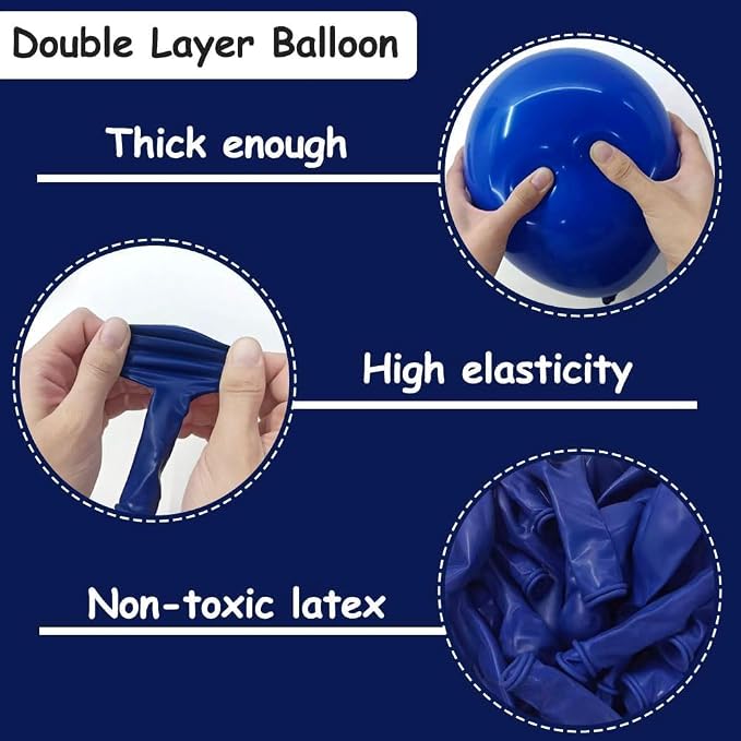 Royal Blue Latex Balloons Different Sizes Double Stuffed Dark Navy Blue Balloon - Image 4