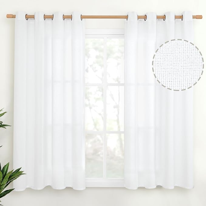 YoungsTex Short White Linen Curtains by YoungsTex