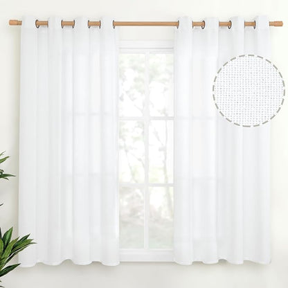 YoungsTex White Linen Curtains 54 Inches Long by YoungsTex