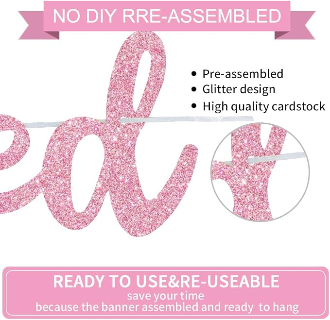 BEISHIDA Pink Just Married Banner - Image 3