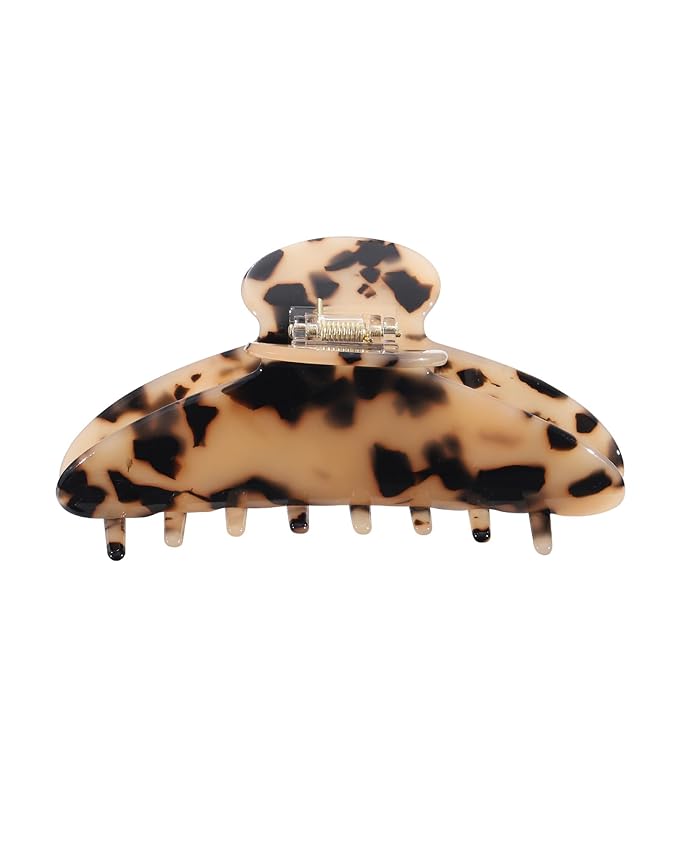 HAIMEIKANG Large Acetate 4 Inch Hair Claw Clip for Women - French Style Hair Claws for Thick Hair with Non-Slip Teeth, Hair Accessories for Updos, Buns & Ponytails