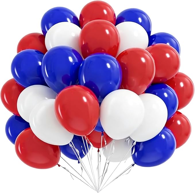 100Pcs Red White and Blue Balloons, 12 Inch 4th of July Balloons Red Blue White by Unknown