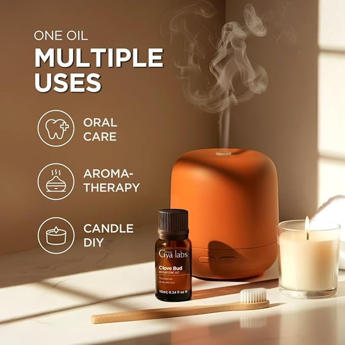 Gya Labs Clove Essential Oil - 0.34 Fl Oz - for Hair, Skin, Diffuser, Aromatherapy & DIY Candle Making Scent