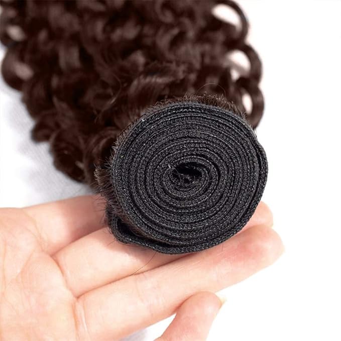 Color 4 Human Hair Bundle Brown Kinky Curly Bundles Niegmeag Virgin Remy Hair 3 Bundles 24 26 28 Inch Double Weft Dark Brown Kinky Curly Bundle