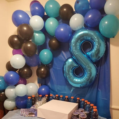 Blue Foil Balloon Number 8, Large Number 8 Digital 8 Helium Balloon - Image 3