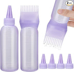 Pimoys Hair Oil Applicator Bottles Dye Brush for Women Scalp, Hair Color Products Things with Root Comb, Purple 2 Pack