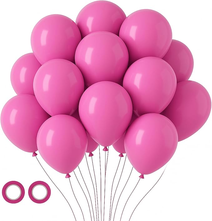 Voircoloria 105pcs Retro Hot Pink Party Latex Balloons, 12inch | by Voircoloria
