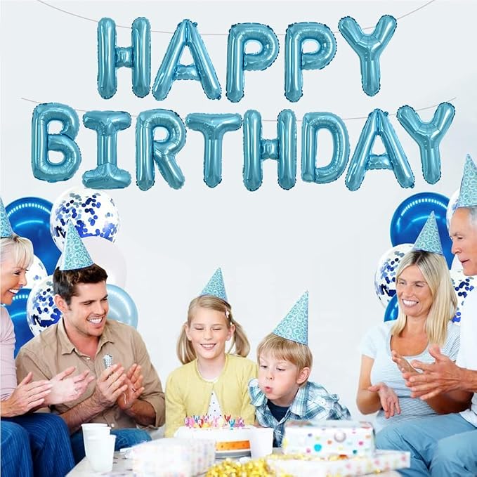 TONIFUL Light Blue Letter Balloons 2 Set 16 Inch A-Z Custom Alphabet Banner | - Image 4