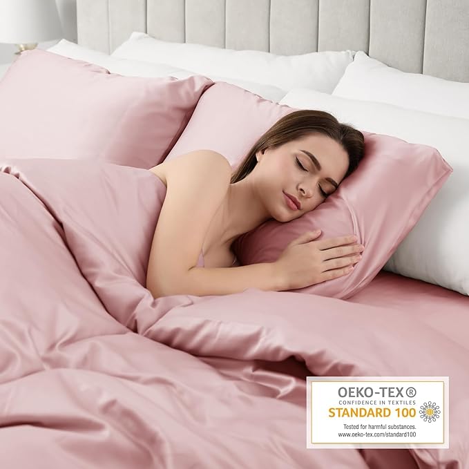 Lirex Satin Pillowcase for Hair and Skin, Super Soft and Cooling Similar to Silk, 2 Pack Standard Size 20"X 26" Pillow Cases with Envelope Closure, Gifts for Women Men, Light Pink