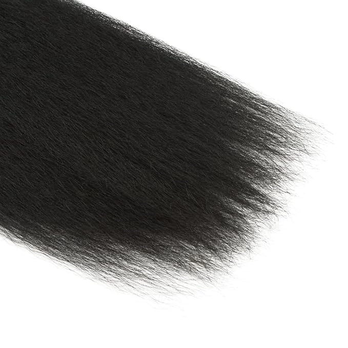 Color 1B Kinky Straight Bundles Human Hair Yaki Straight Bundles 26 Inch Brazilian Grade 8A Virgin Remy Hair Extensions Double Weft Natural Black Yaki Bundle