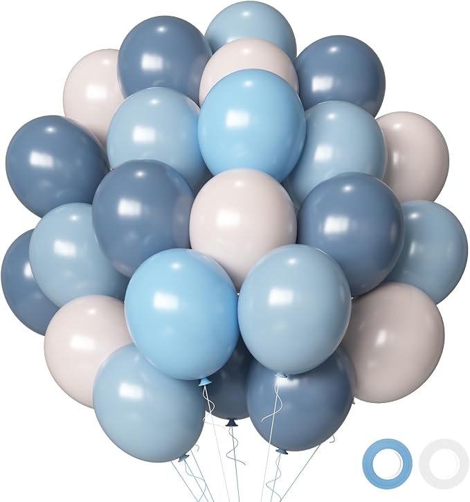 Dusty Blue Sand White Balloons by Aiwolf