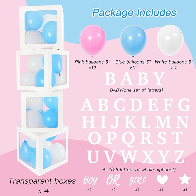 RUBFAC Baby Boxes with Letters and 36 Balloons - Image 2
