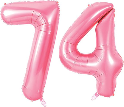Number 74 Balloons for 74th Birthday Party Decorations, 0-100 Large No.74 by Joycard