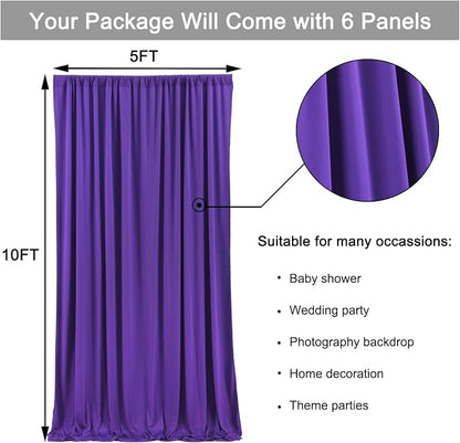 30ft x 10ft Wrinkle Free Purple Backdrop Curtains - Image 6