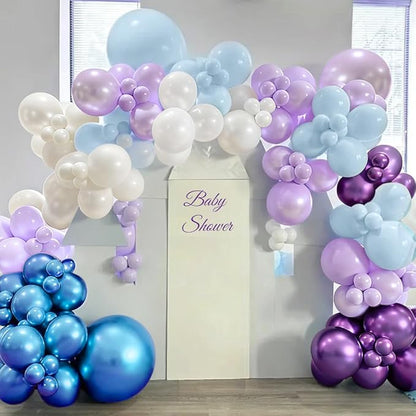 Blue Purple White Balloon Garland Arch Kit - Image 7