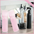 BLAAROOM Root Comb Applicator Bottle 6 Ounce, 4 Pack Hair Oil Applicator with Root Comb Brush for Scalp Hair Oiling - Pink