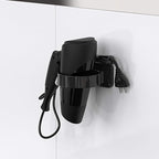 Hair Dryer Holder, Bathroom Blow Dryer Stand, Hair Care Tools Holder Wall Mount, Styling Tool Organizer for Hair Dryer - Extra Large Rim (Black, L 3.7”×W 2.1”×H 4.3”)