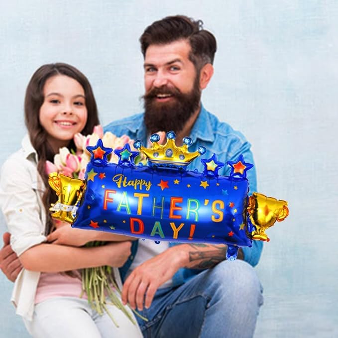 Fathers Trophy Balloons Fathers Foil Balloon Happy Father's Day Balloon Crown - Image 6