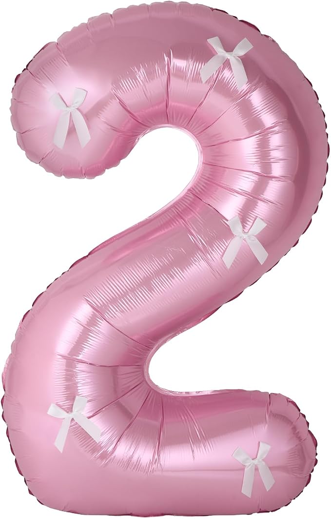 40 Inch Number Balloons with Bow Coquette Birthday Decorations Giant Number 1 by Unknown