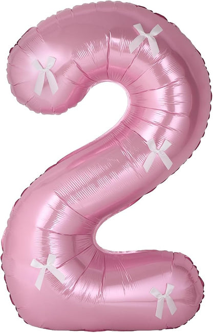 40 Inch Number Balloons with Bow Coquette Birthday Decorations Giant Number 1 by Unknown