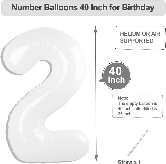 Number Balloons 40 Inch White 1 Balloon - Image 5
