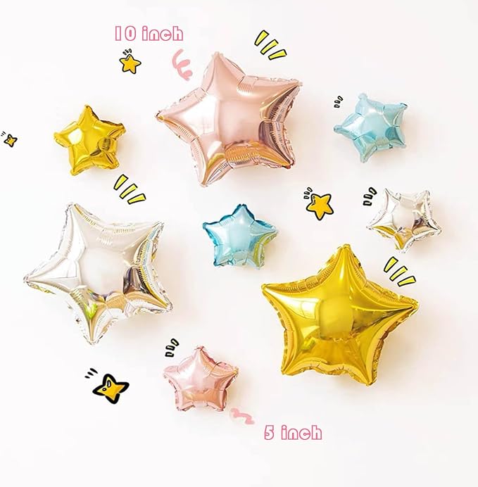 Gold Star Balloons, 50 Pieces 5" Star Balloons, Small Gold Foil Star Balloon | - Image 3