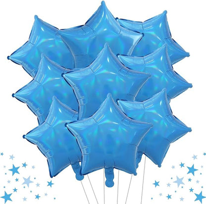 TONIFUL 15 Pcs Star Shaped Balloons 18 Inch Iridescent Blue Foil Balloon | by TONIFUL