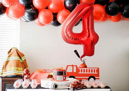 40 Inch 4 Red Number Balloons Mylar Foil Balloons 4th Birthday Party Decor | - Image 3