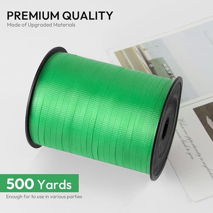 Green Crimped Curling Ribbon, 1/5" Wide x 500 Yards Christmas Curling Ribbons - Image 2