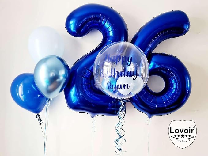 Navy Blue 26 Number Balloons, 40 Inch Giant Number 26 Balloons Foil Mylar - Image 4