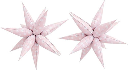 2Pcs Pink Macaron Polka Dot Explosion Pointed Star Foil Balloons/Candy Color by baoonworlld