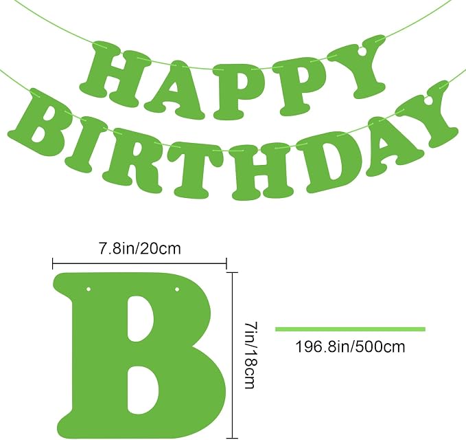 Green Happy Birthday Banner Birthday Party Decorations Sign Birthday Backdrop - Image 2