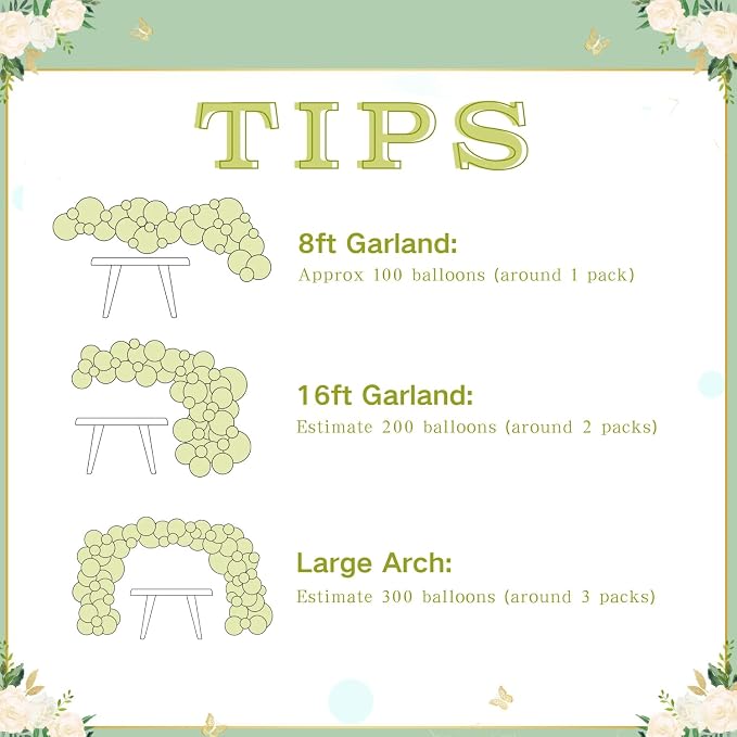 Sage Green Gold Balloon Arch Kit Green Balloon Garland Kit | 126 Pcs White - Image 7