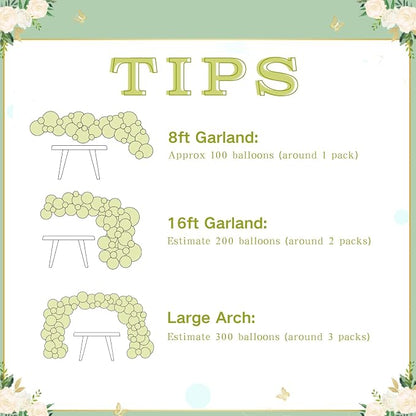 Sage Green Gold Balloon Arch Kit Green Balloon Garland Kit | 126 Pcs White - Image 7