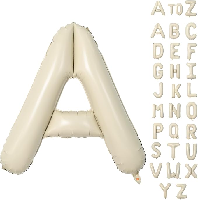 Biapian 40 Inch Giant Cream A Foil Balloon, Large Aluminum A Balloons Helium by BIAPIAN
