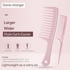 Wide Tooth Comb for Women Curls Styling, Pink Large Hair Comb for Wet or Dry Use in Shower, Blow Drying, Travel - Hurt-Free Brushing on All Hair Types, 1 Pack