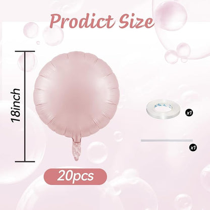 20PCS Round Shaped Foil Balloons, 18 Inch Dusty Pink Round Foil Balloon - Image 2