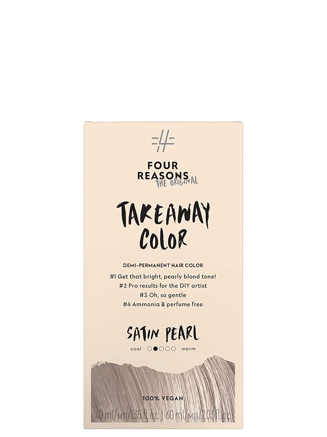 Four Reasons Original Takeaway Color - Satin Pearl – 9.02 Bright Pearl Blonde - Demi-Permanent Hair Color - Ammonia-Free and Fragrance-Free Hair Dye - 100% Vegan & Cruelty Free