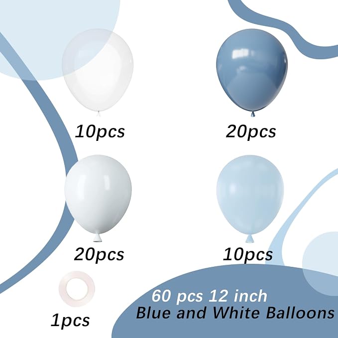 Dusty Blue Latex Balloons, Baby Shower Party Decorations - Image 2