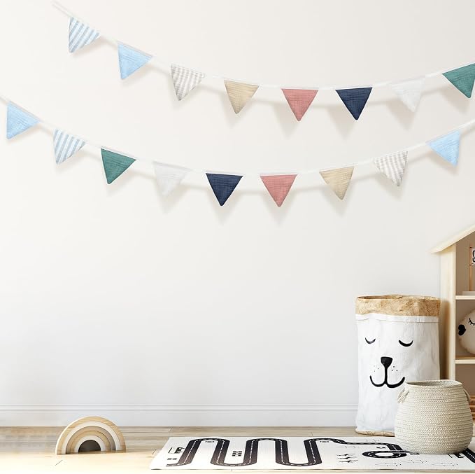 Oudain 2 Pcs Pennant Banner Flags Nursery Garland Triangle Bunting Flags - Image 5