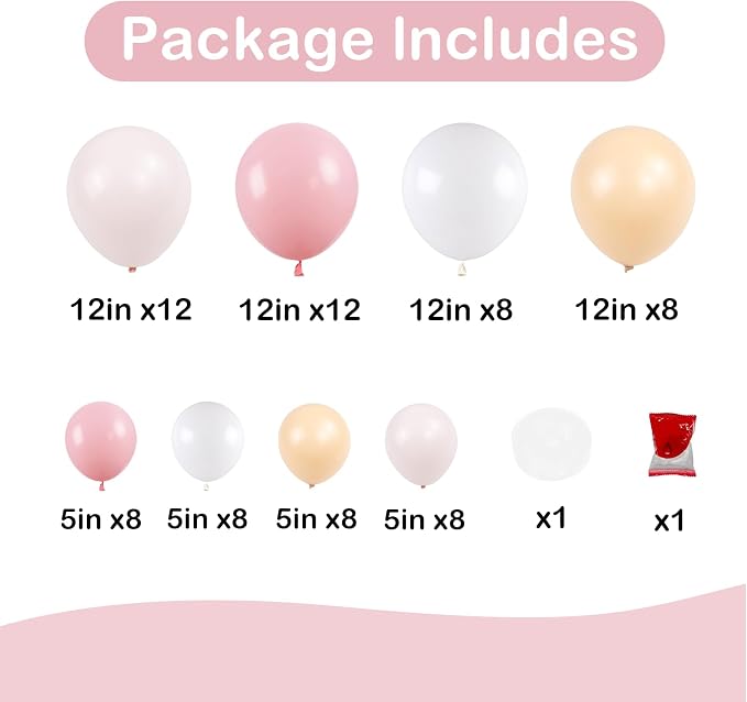 Light Pink White Nude Balloons 12INCH 5INCH Pale Pastle Pink White Balloon - Image 4