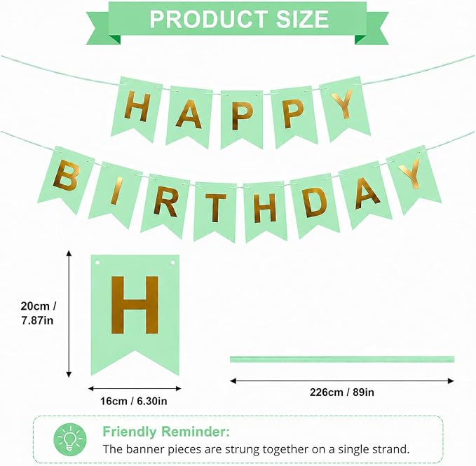 Green Happy Birthday Banner Sign - Image 2